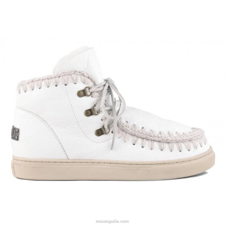 hombres zapatilla esquimal con cordones Mou NN6RX775 blanco ceroso