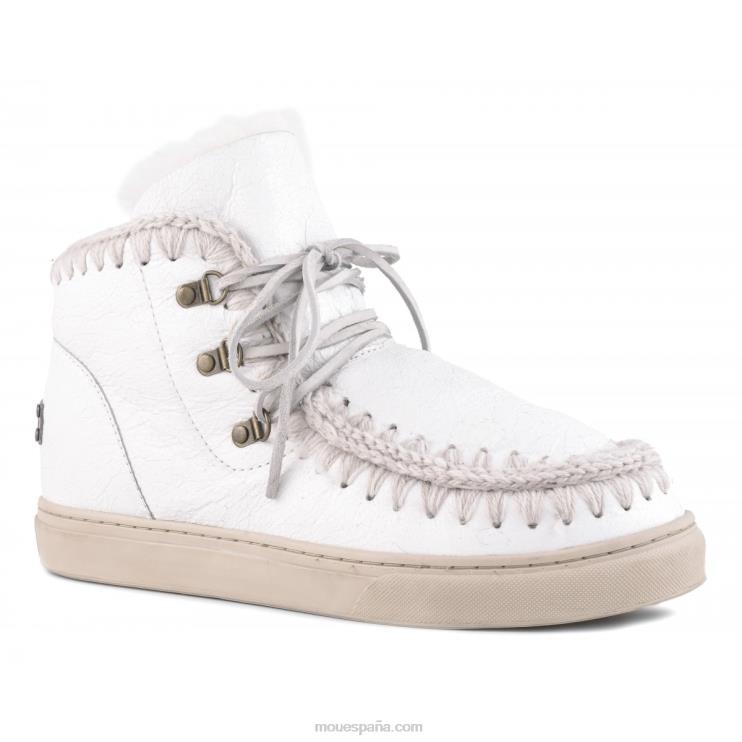 hombres zapatilla esquimal con cordones Mou NN6RX775 blanco ceroso