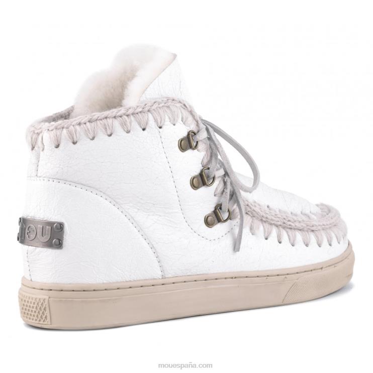 hombres zapatilla esquimal con cordones Mou NN6RX775 blanco ceroso