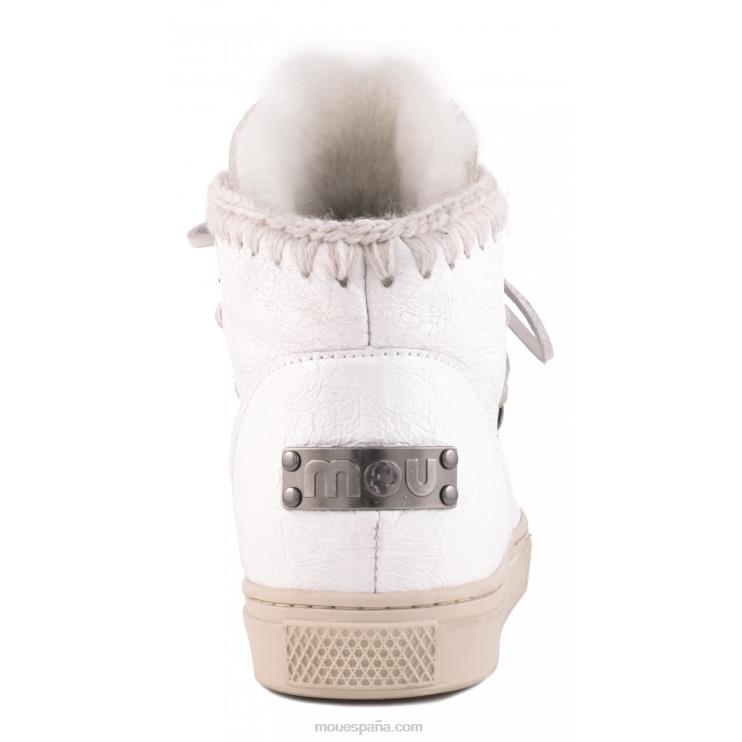 hombres zapatilla esquimal con cordones Mou NN6RX775 blanco ceroso