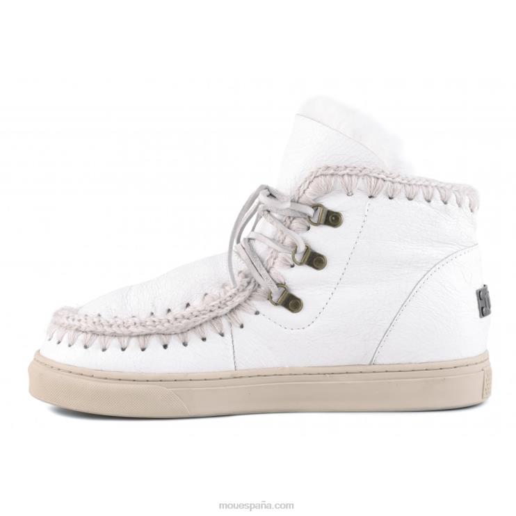 hombres zapatilla esquimal con cordones Mou NN6RX775 blanco ceroso