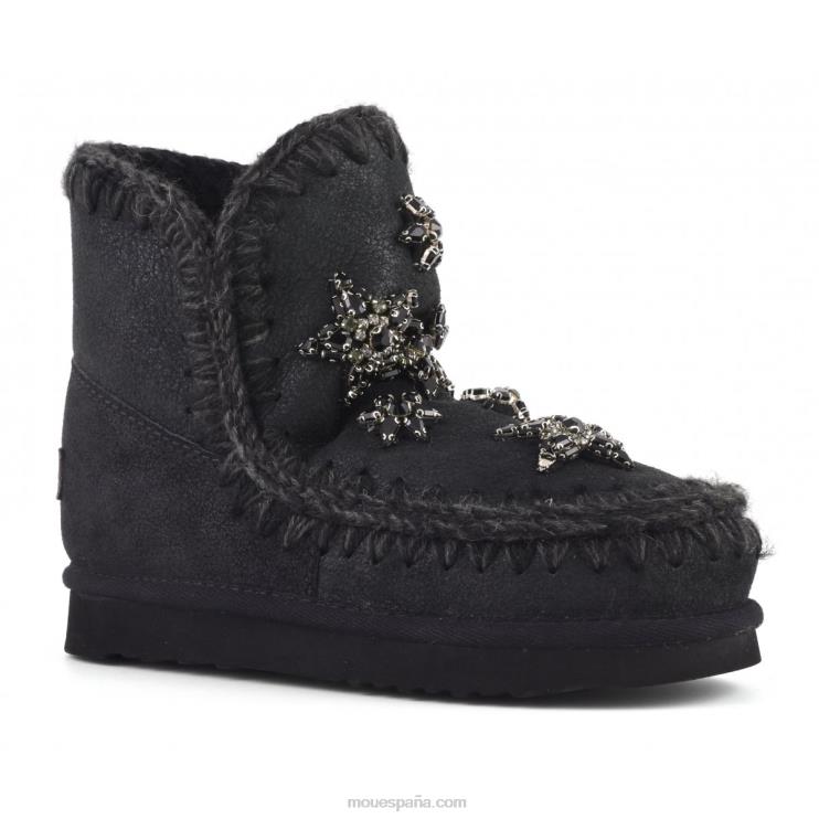 mujer esquimal 18 estrellas de cristal Mou NN6RX398 agrietado negro/gris