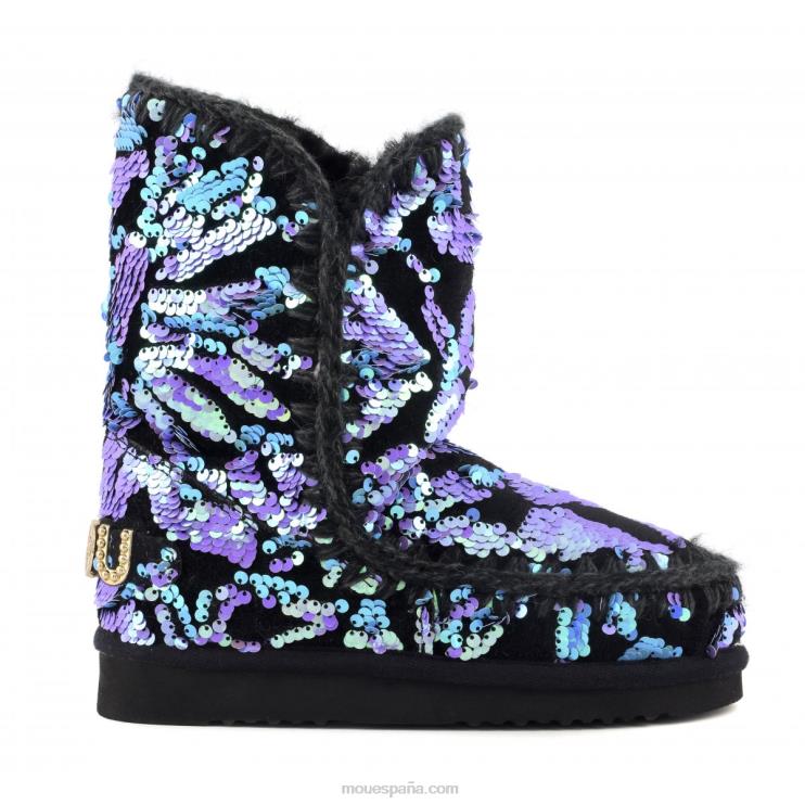 mujer eskimo 24 - tachuelas grandes con logo Mou NN6RX279 lentejuelas iridiscentes lila sobre terciopelo