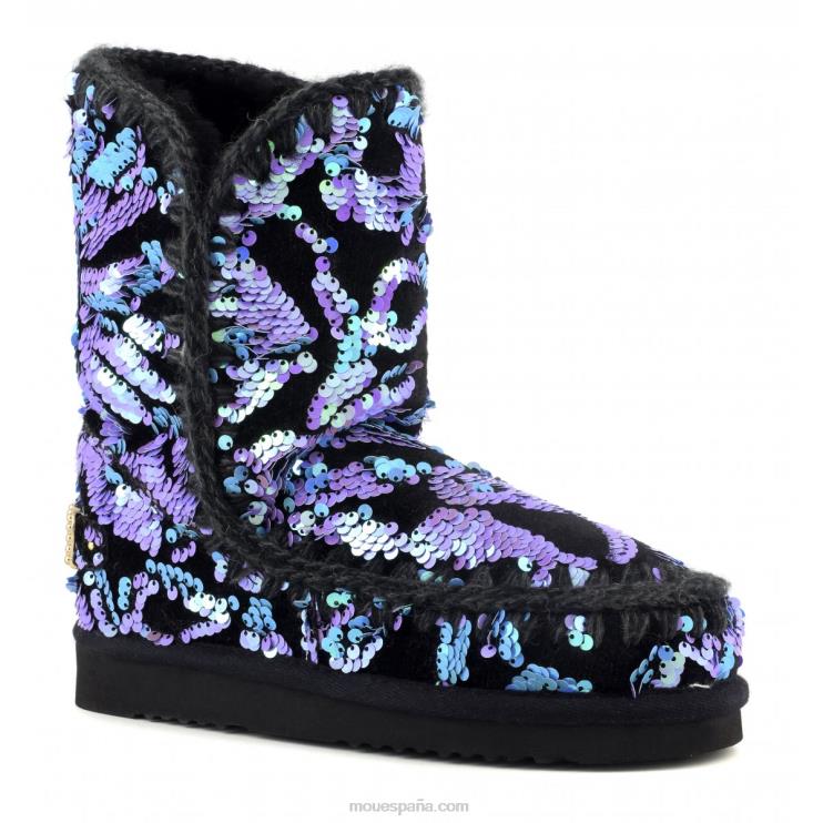 mujer eskimo 24 - tachuelas grandes con logo Mou NN6RX279 lentejuelas iridiscentes lila sobre terciopelo