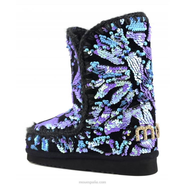 mujer eskimo 24 - tachuelas grandes con logo Mou NN6RX279 lentejuelas iridiscentes lila sobre terciopelo