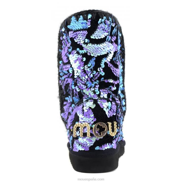 mujer eskimo 24 - tachuelas grandes con logo Mou NN6RX279 lentejuelas iridiscentes lila sobre terciopelo