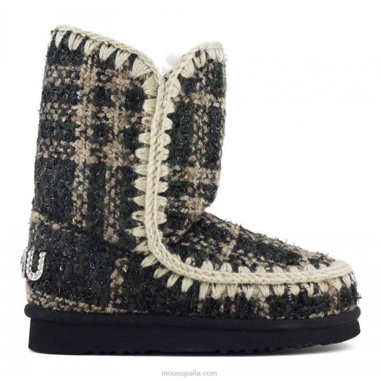 mujer eskimo 24 tartán - tachuelas grandes con logo Mou NN6RX369 tartán lurex verde