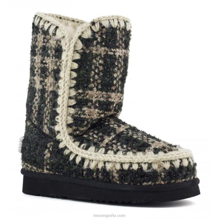 mujer eskimo 24 tartán - tachuelas grandes con logo Mou NN6RX369 tartán lurex verde