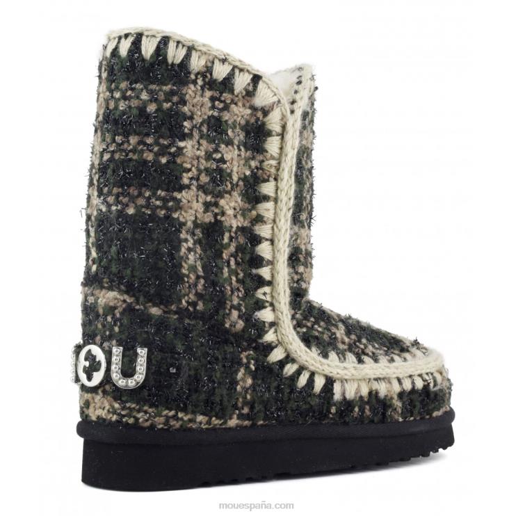 mujer eskimo 24 tartán - tachuelas grandes con logo Mou NN6RX369 tartán lurex verde