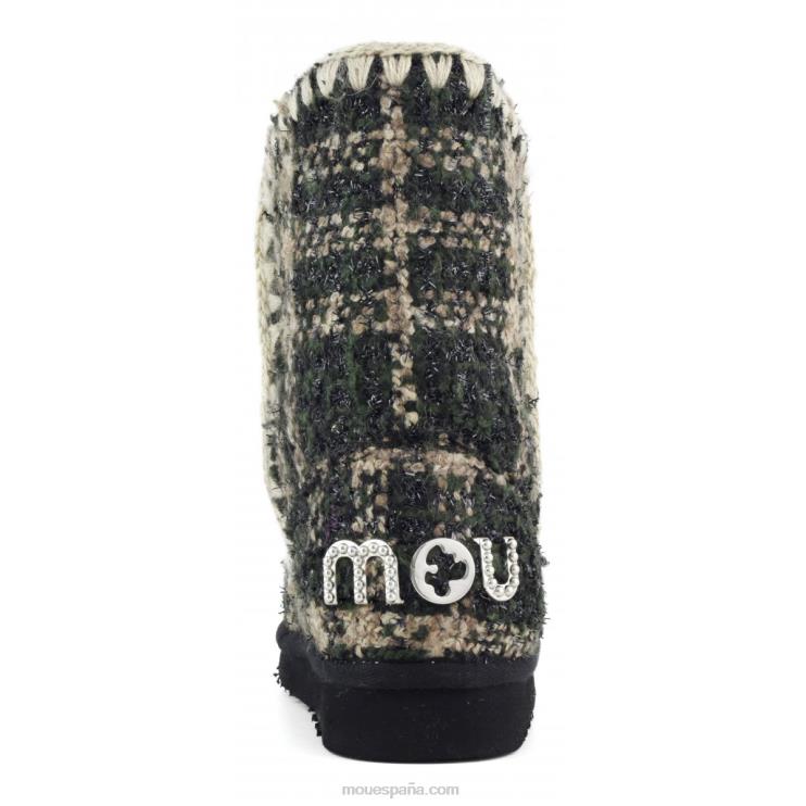 mujer eskimo 24 tartán - tachuelas grandes con logo Mou NN6RX369 tartán lurex verde