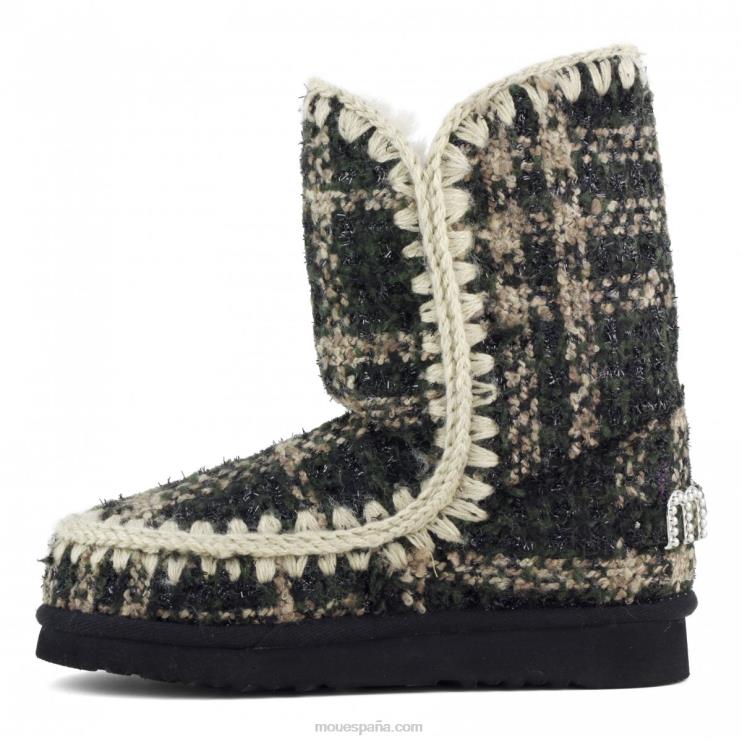 mujer eskimo 24 tartán - tachuelas grandes con logo Mou NN6RX369 tartán lurex verde