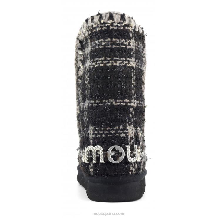 mujer eskimo 24 tartán - tachuelas grandes con logo Mou NN6RX370 tartán lurex negro-blanco