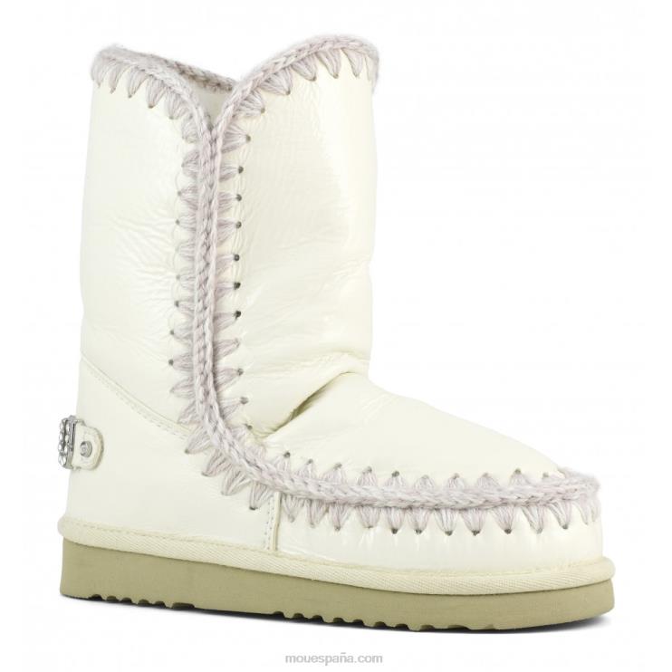 mujer esquimal 24 con logo de pedrería Mou NN6RX319 blanco charol