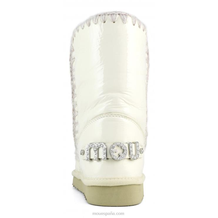 mujer esquimal 24 con logo de pedrería Mou NN6RX319 blanco charol