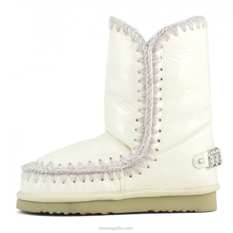 mujer esquimal 24 con logo de pedrería Mou NN6RX319 blanco charol