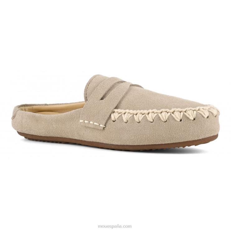 mujer Slip esquimal de verano en ante mocasín Mou NN6RX223 tiza