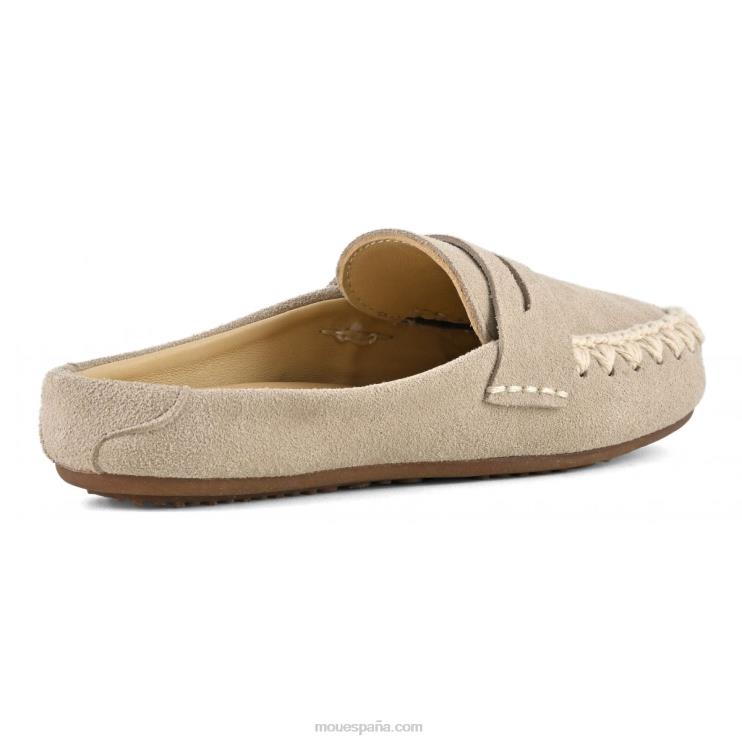 mujer Slip esquimal de verano en ante mocasín Mou NN6RX223 tiza