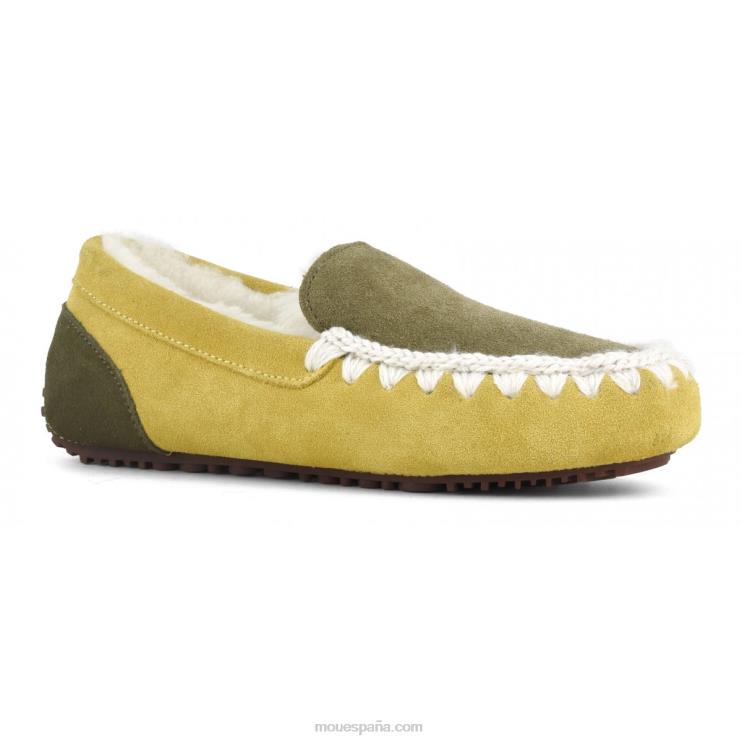 mujer mocasín color block pespunte esquimal Mou NN6RX681 mezcla de mostaza