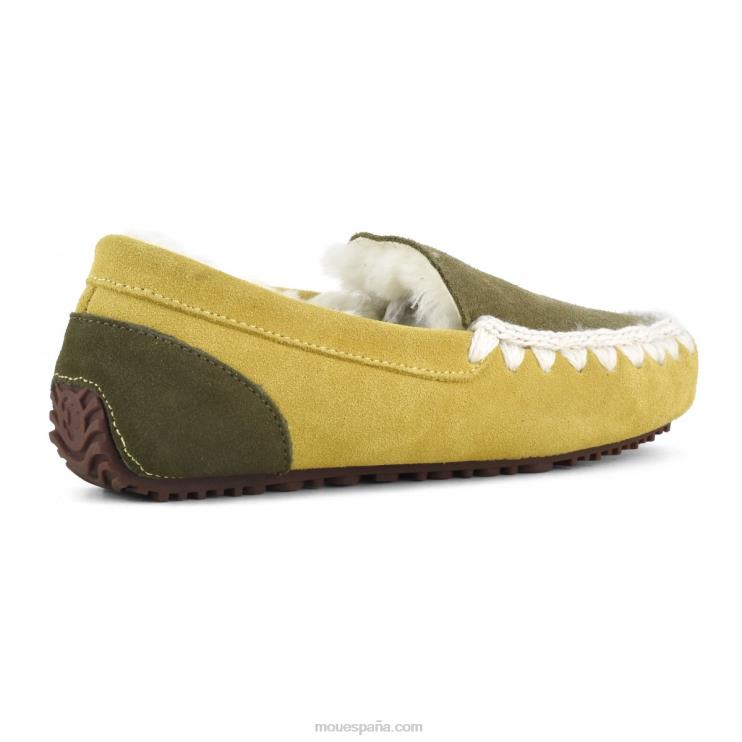 mujer mocasín color block pespunte esquimal Mou NN6RX681 mezcla de mostaza