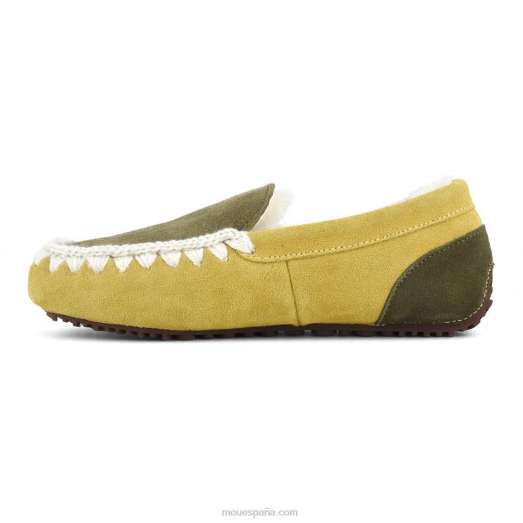 mujer mocasín color block pespunte esquimal Mou NN6RX681 mezcla de mostaza