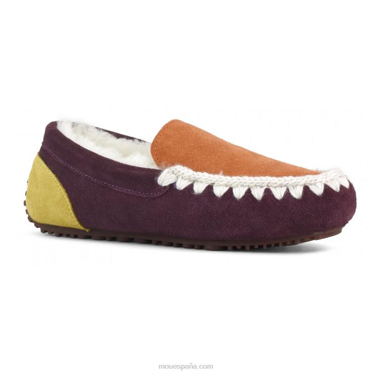 mujer mocasín color block pespunte esquimal Mou NN6RX682 púrpura