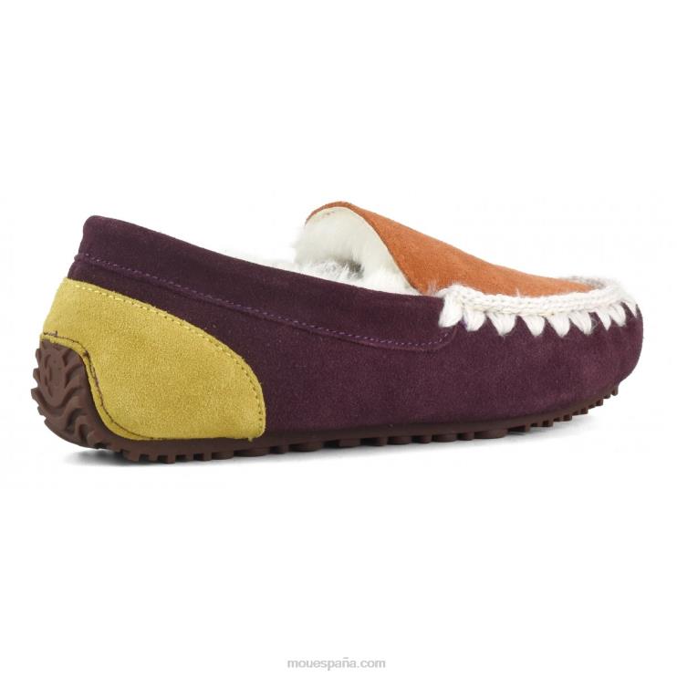 mujer mocasín color block pespunte esquimal Mou NN6RX682 púrpura