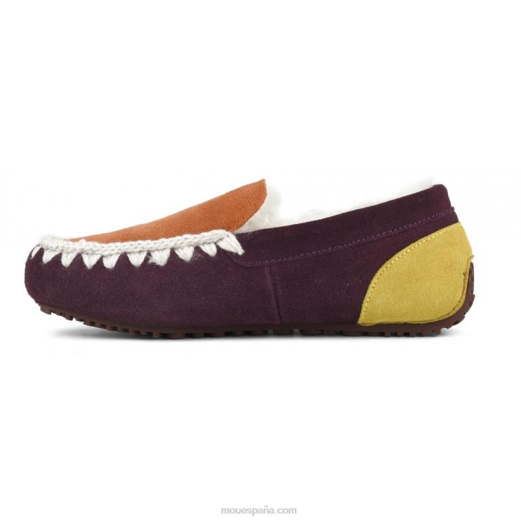 mujer mocasín color block pespunte esquimal Mou NN6RX682 púrpura