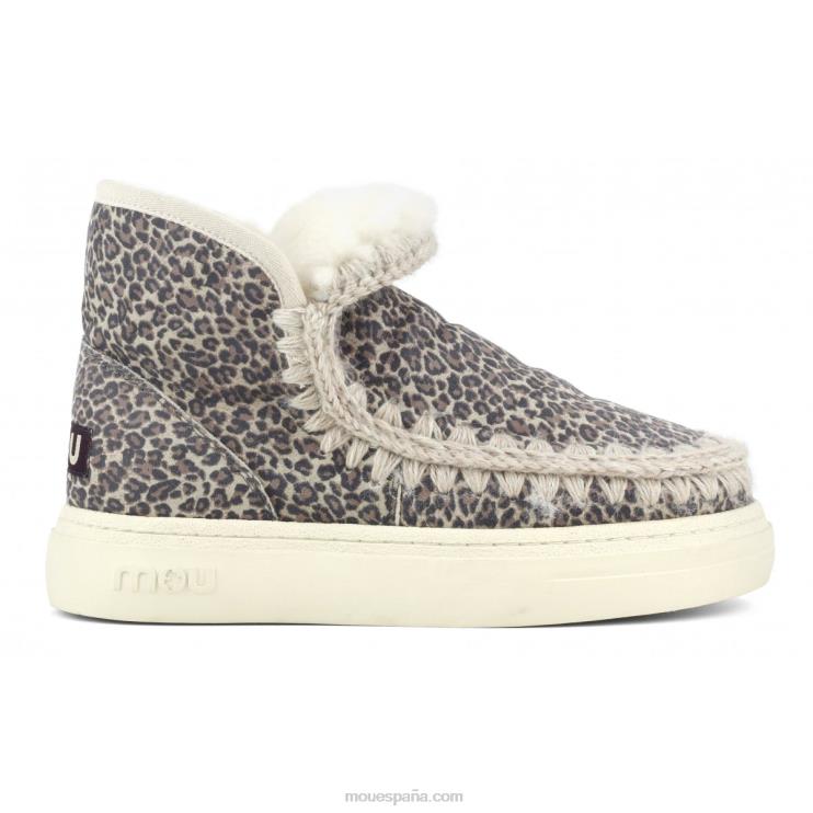 mujer zapatilla esquimal negrita 738 Mou NN6RX738 cuero de guepardo pequeño
