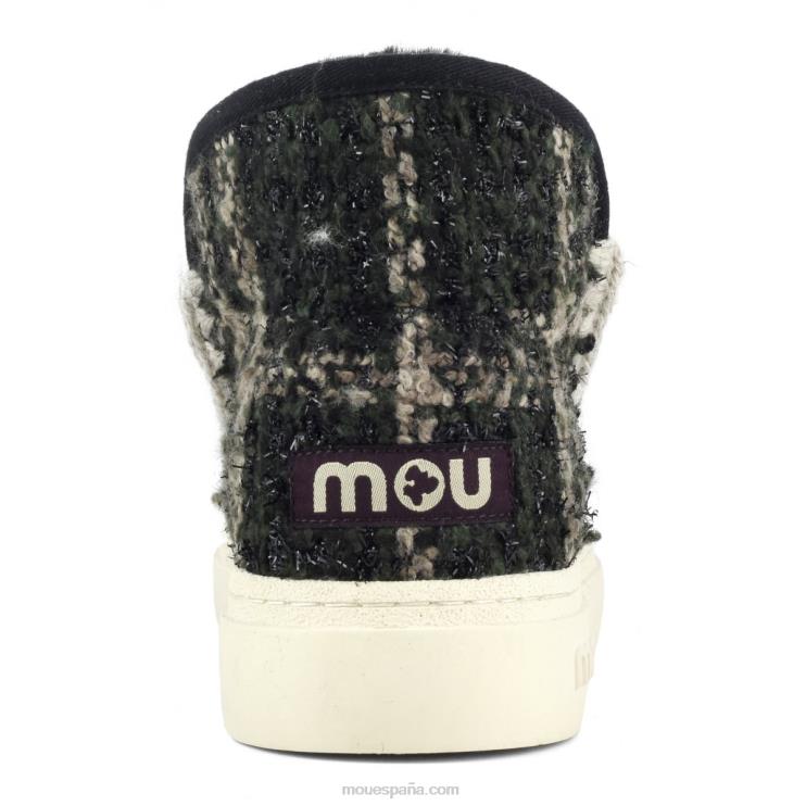 mujer zapatilla esquimal negrita 749 Mou NN6RX753 tartán lurex verde