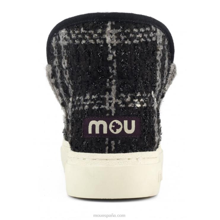 mujer zapatilla esquimal negrita 749 Mou NN6RX754 tartán lurex negro-blanco