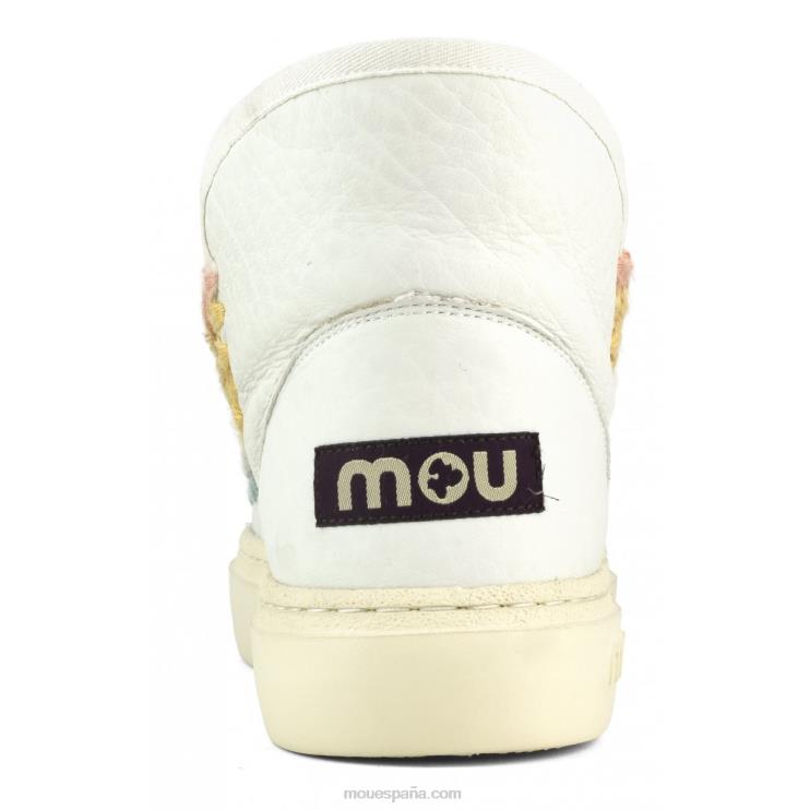 mujer zapatillas esquimales con costuras de arcoíris en negrita Mou NN6RX728 nubuck blanco verdadero