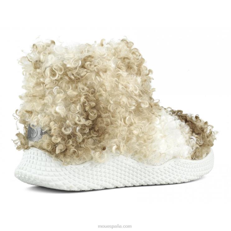 mujer botín sin cordones con suela ecológica de felpa teddy alto Mou NN6RX344 peluche rizado mezcla beige