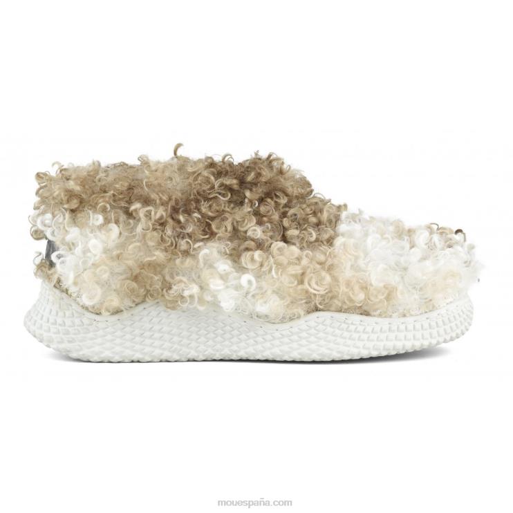 mujer botín sin cordones con suela ecológica de polar teddy Mou NN6RX343 peluche rizado mezcla beige
