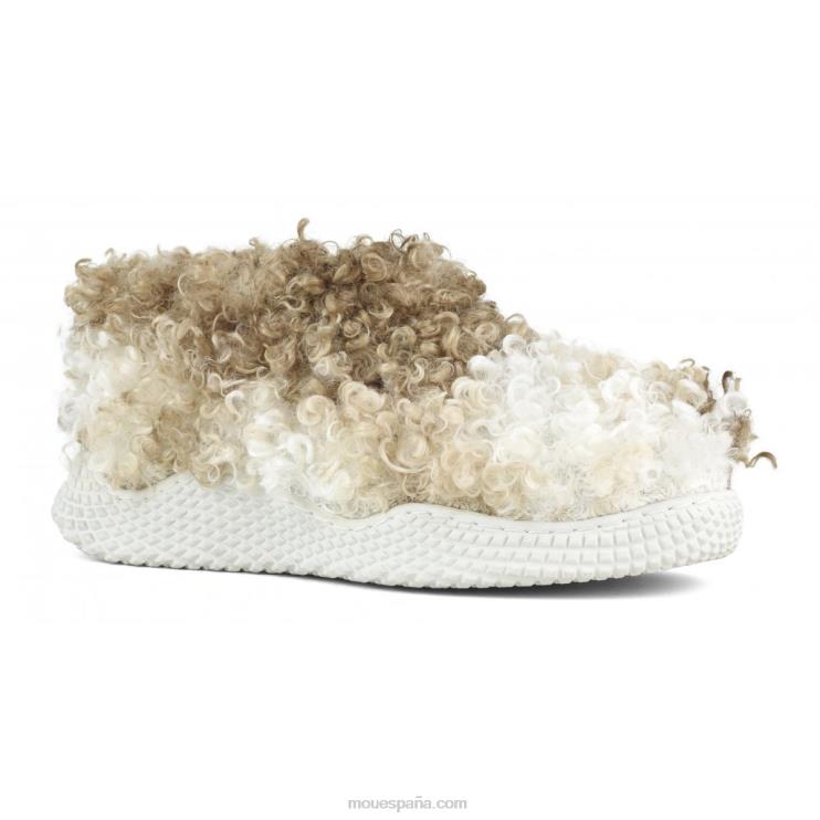 mujer botín sin cordones con suela ecológica de polar teddy Mou NN6RX343 peluche rizado mezcla beige