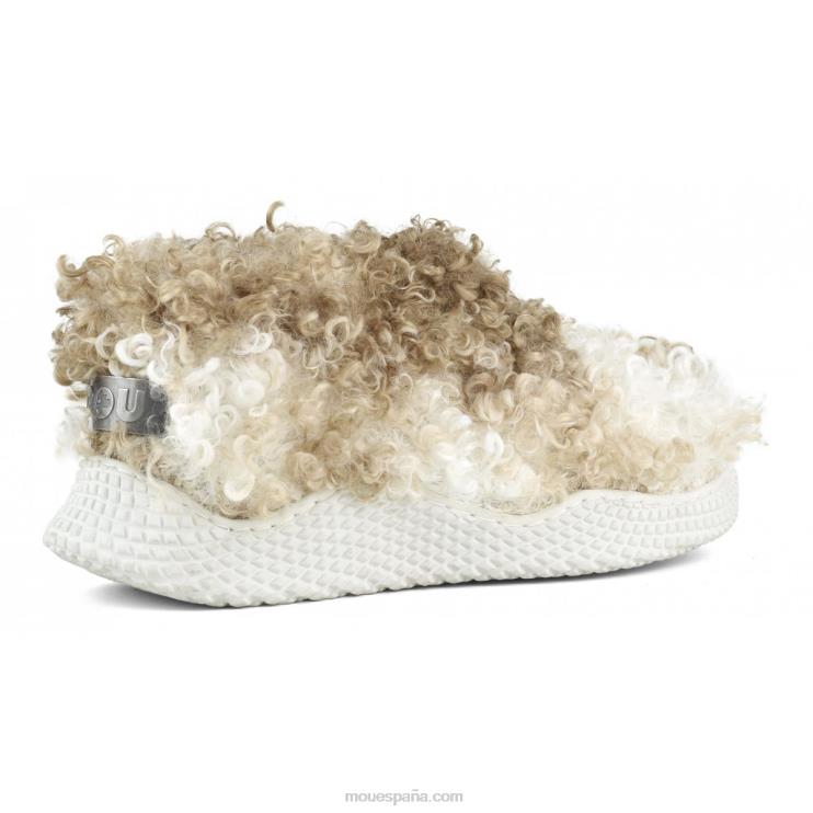 mujer botín sin cordones con suela ecológica de polar teddy Mou NN6RX343 peluche rizado mezcla beige