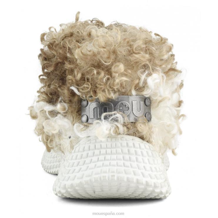 mujer botín sin cordones con suela ecológica de polar teddy Mou NN6RX343 peluche rizado mezcla beige