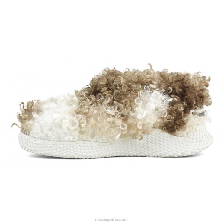 mujer botín sin cordones con suela ecológica de polar teddy Mou NN6RX343 peluche rizado mezcla beige