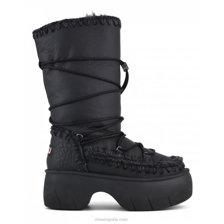 mujer bota de nieve esquimal alto giro Mou NN6RX354 nubuck negro