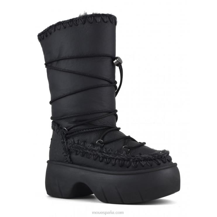 mujer bota de nieve esquimal alto giro Mou NN6RX354 nubuck negro
