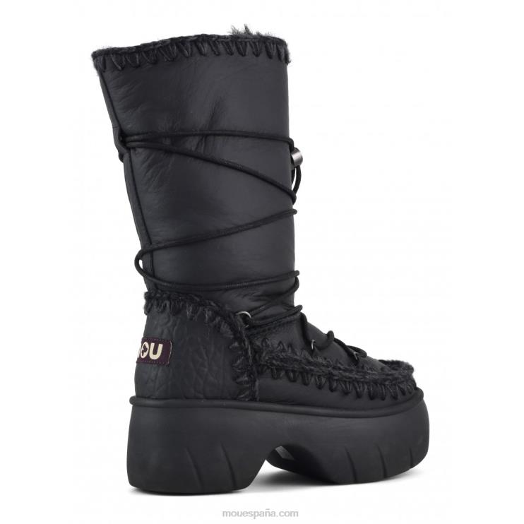 mujer bota de nieve esquimal alto giro Mou NN6RX354 nubuck negro