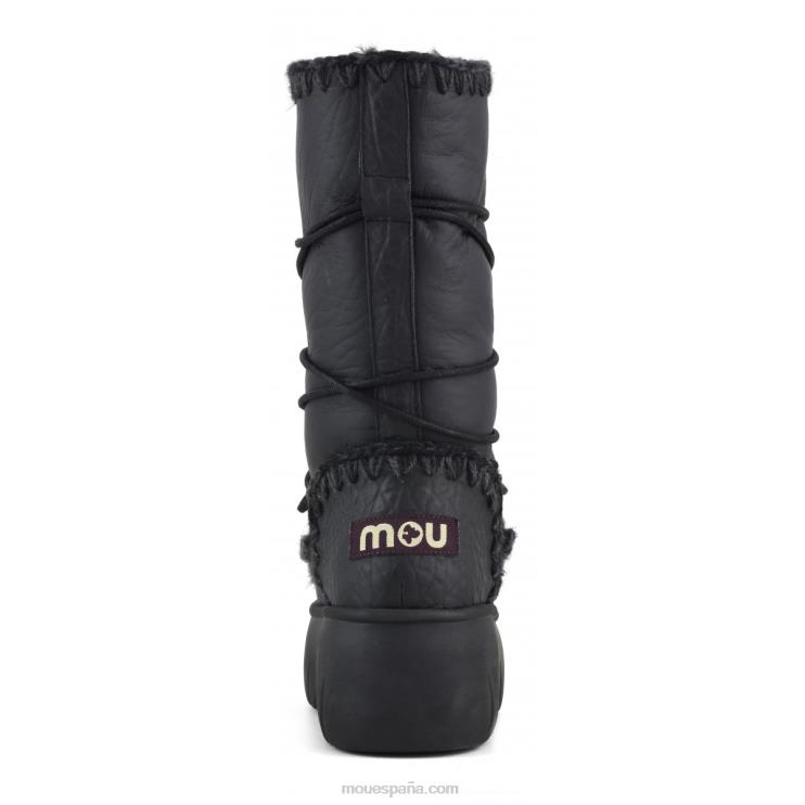 mujer bota de nieve esquimal alto giro Mou NN6RX354 nubuck negro