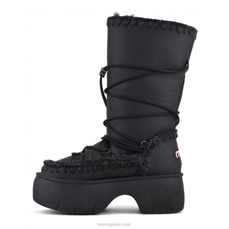 mujer bota de nieve esquimal alto giro Mou NN6RX354 nubuck negro