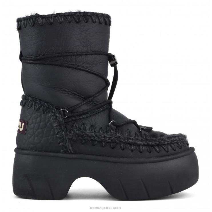 mujer bota de nieve esquimal twist corta Mou NN6RX351 nubuck negro