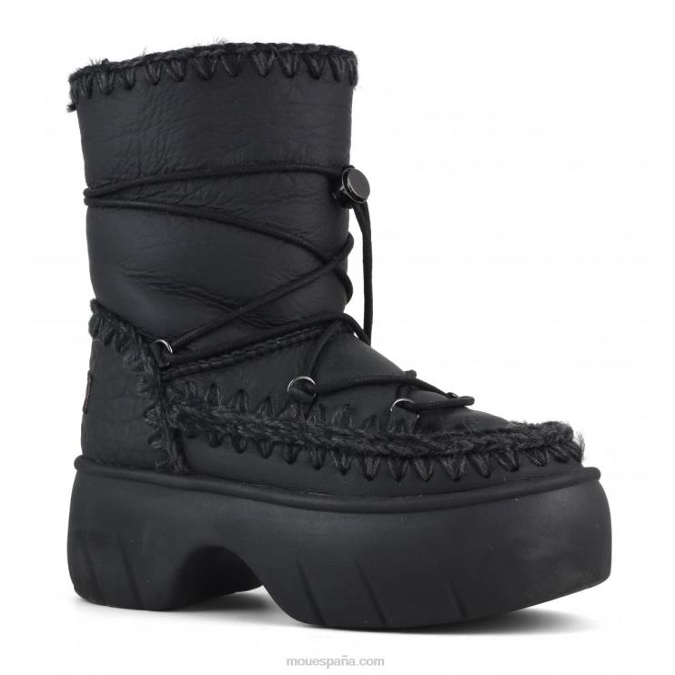 mujer bota de nieve esquimal twist corta Mou NN6RX351 nubuck negro