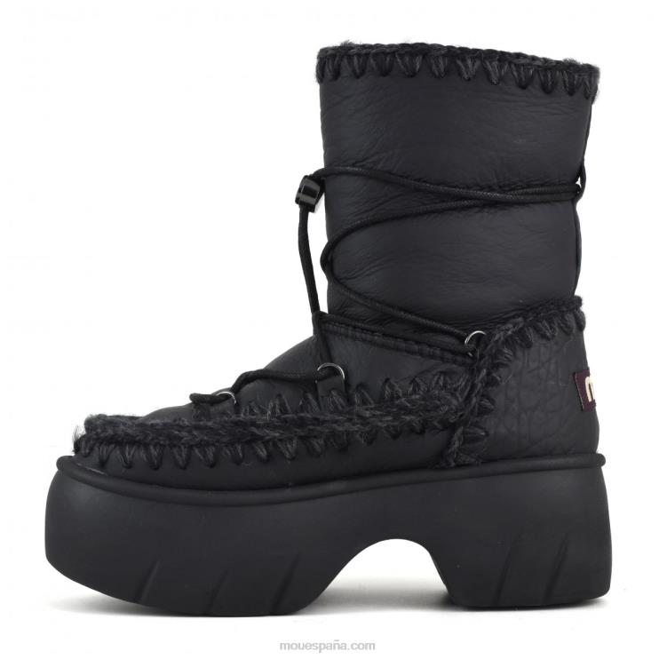 mujer bota de nieve esquimal twist corta Mou NN6RX351 nubuck negro