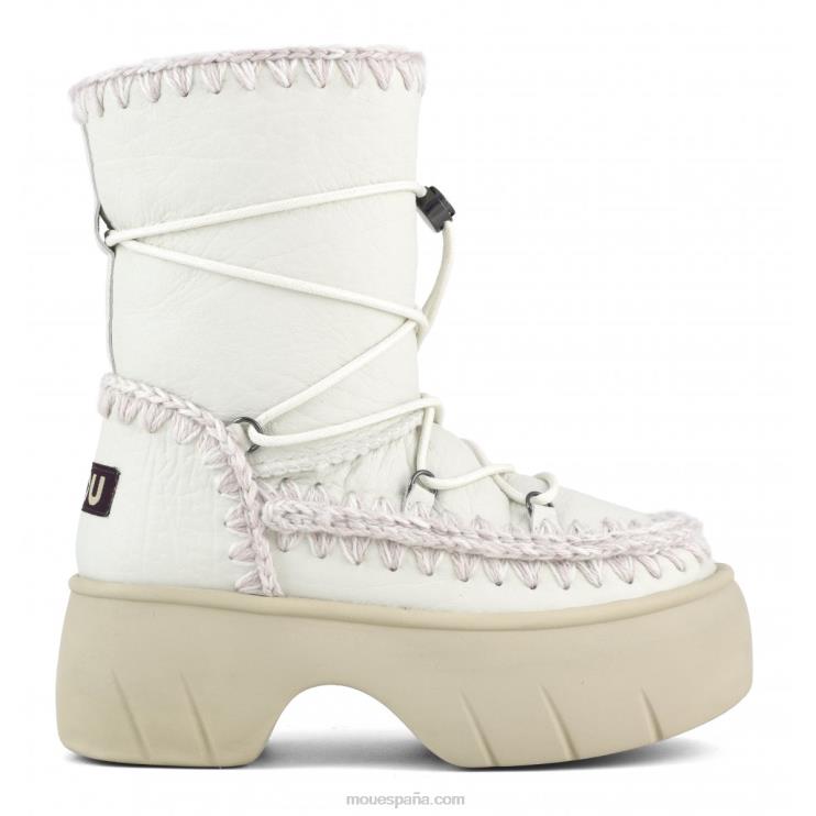 mujer bota de nieve esquimal twist corta Mou NN6RX352 nubuck blanco verdadero