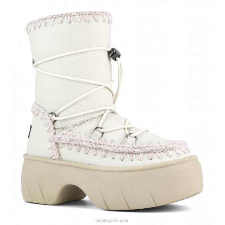 mujer bota de nieve esquimal twist corta Mou NN6RX352 nubuck blanco verdadero