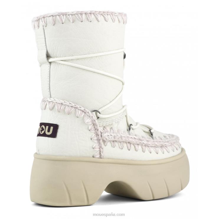 mujer bota de nieve esquimal twist corta Mou NN6RX352 nubuck blanco verdadero