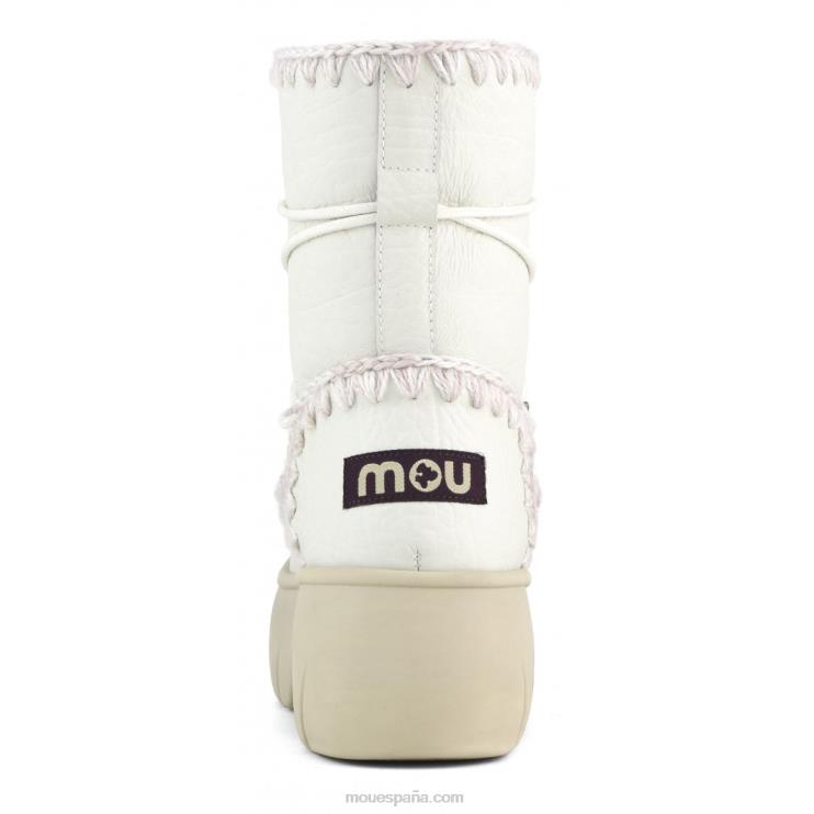 mujer bota de nieve esquimal twist corta Mou NN6RX352 nubuck blanco verdadero