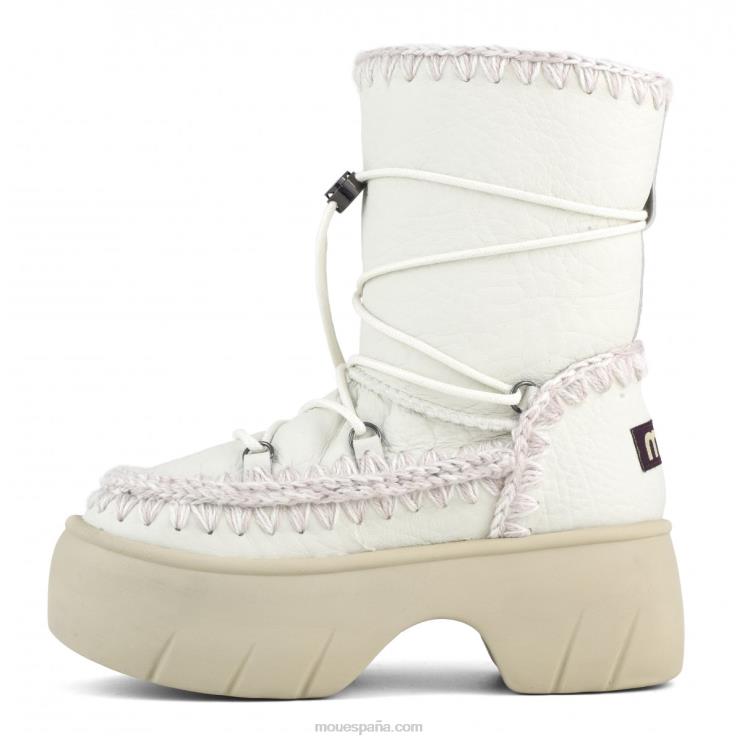 mujer bota de nieve esquimal twist corta Mou NN6RX352 nubuck blanco verdadero
